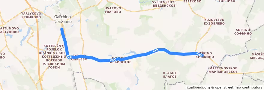 Mapa del recorrido Автобус 43: Кишкино - Барыбино de la línea  en городской округ Домодедово.
