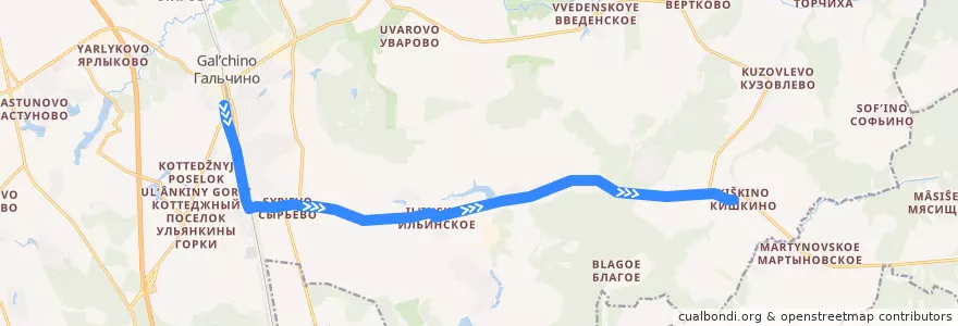 Mapa del recorrido Автобус 43: Барыбино - Кишкино de la línea  en городской округ Домодедово.