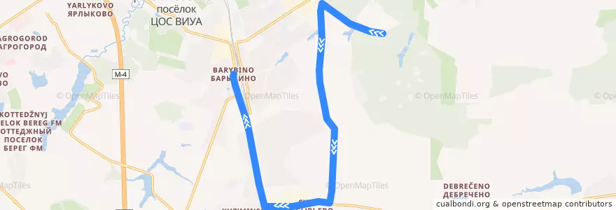 Mapa del recorrido Автобус 53: Южная улица - Барыбино de la línea  en городской округ Домодедово.