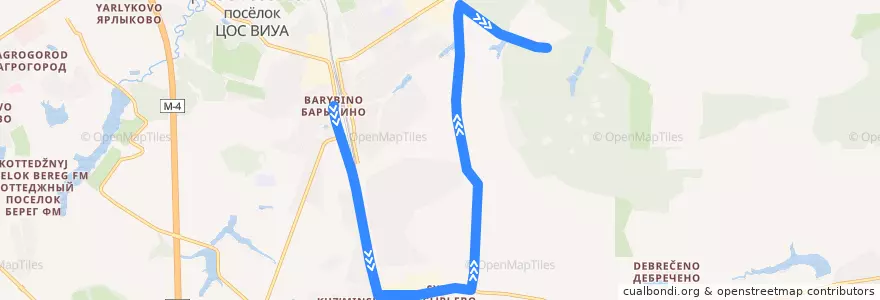 Mapa del recorrido Автобус 53: Барыбино - Южная улица de la línea  en городской округ Домодедово.