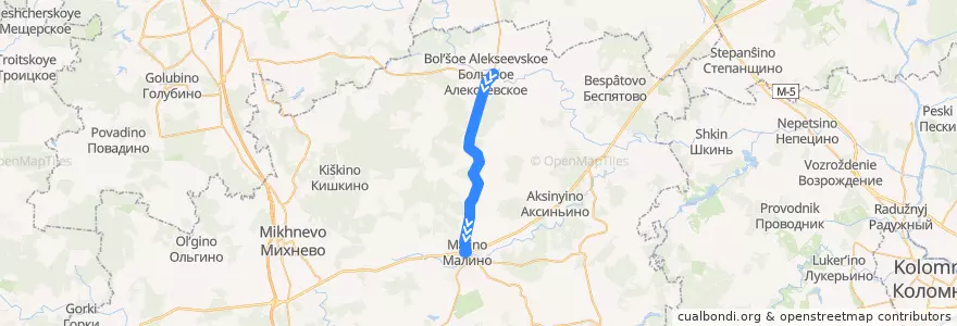 Mapa del recorrido Автобус 33: Большое Алексеевское - Малино de la línea  en городской округ Ступино.