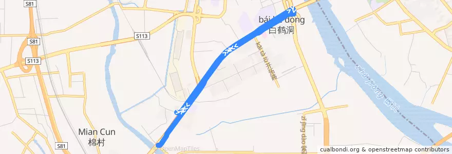 Mapa del recorrido 787路(广钢新城总站环线) de la línea  en 荔湾区.
