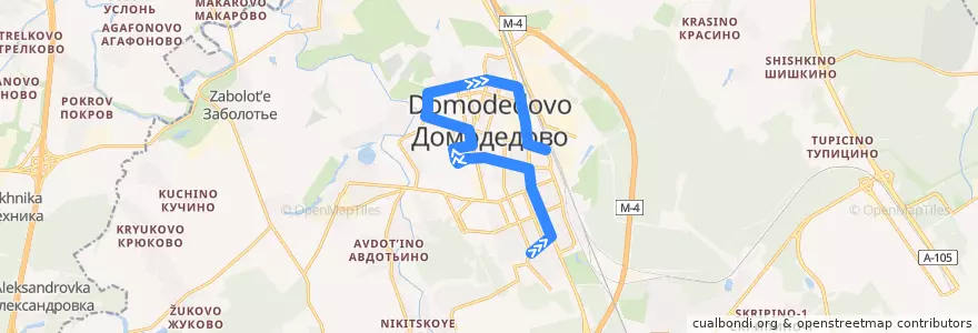 Mapa del recorrido Автобус 8: Мебельный магазин - Домодедово de la línea  en Domodedovsky District.