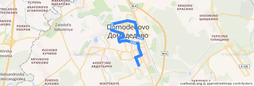 Mapa del recorrido Автобус 8: Домодедово - Мебельный магазин de la línea  en городской округ Домодедово.