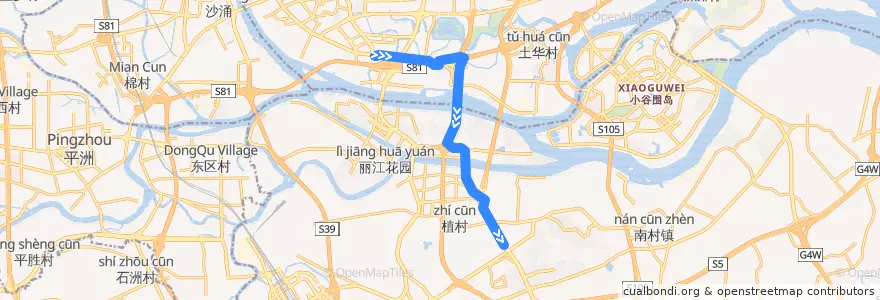 Mapa del recorrido 788路(万博中心总站-海珠客运站总站) de la línea  en 广州市.