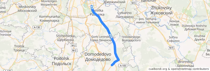 Mapa del recorrido Автобус 404: Метро Домодедовская - Авиагородок de la línea  en Oblast' di Mosca.