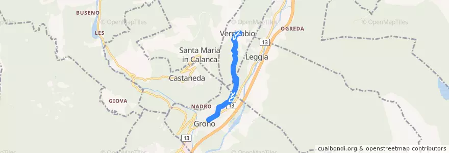 Mapa del recorrido Bus 217: Verdabbio => Grono de la línea  en Grono.