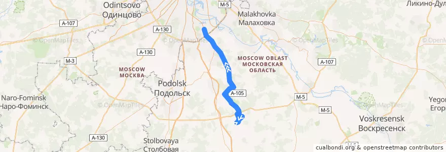 Mapa del recorrido Автобус 404: Красный Путь - метро Домодедовская de la línea  en استان مسکو.