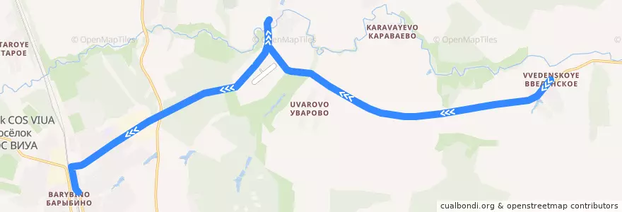 Mapa del recorrido Автобус 41: Введенское - Барыбино de la línea  en городской округ Домодедово.