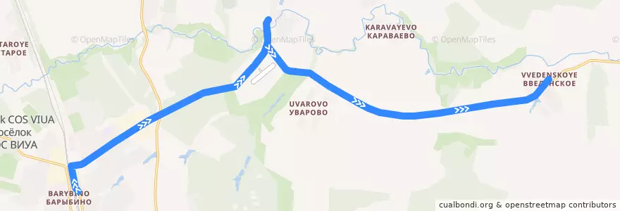 Mapa del recorrido Автобус 41: Барыбино - Введенское de la línea  en городской округ Домодедово.