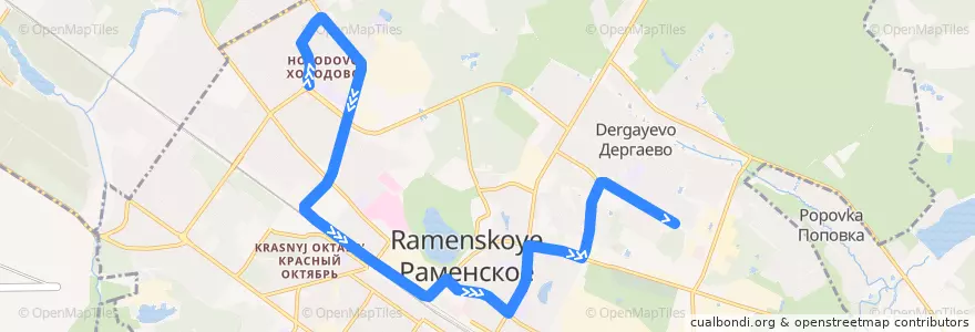 Mapa del recorrido Автобус 7: Раменское (Холодово - Школа №9) de la línea  en Раменский городской округ.
