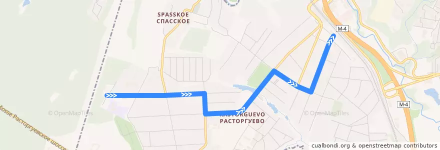 Mapa del recorrido Автобус 2: Ольгинская улица - Растрогуево de la línea  en Ленинский городской округ.
