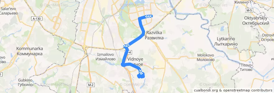 Mapa del recorrido Автобус 1017: Метро Красногвардейская - Ермолино de la línea  en Centraal Federaal District.