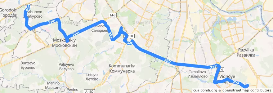 Mapa del recorrido Автобус 1042: Станция Внуково - МКГЗ de la línea  en Centraal Federaal District.