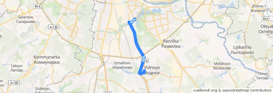 Mapa del recorrido Автобус 1020к: Метро Царицыно - Зелёные Аллеи de la línea  en Центральный федеральный округ.