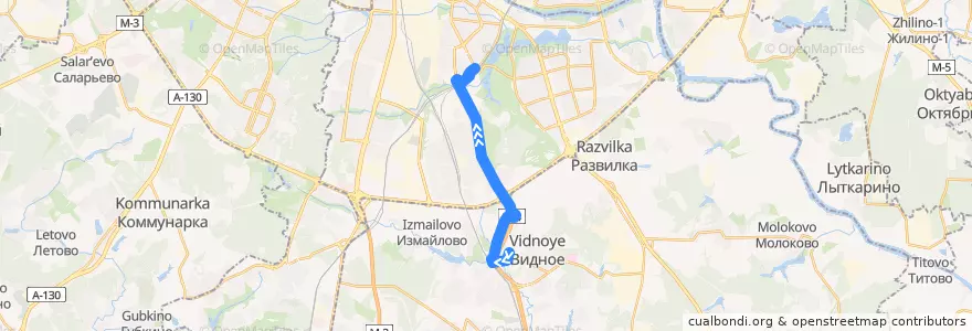 Mapa del recorrido Автобус 1020к: Зелёные Аллеи - Метро Царицыно de la línea  en Distretto Federale Centrale.