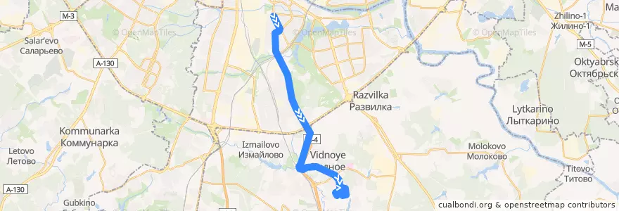 Mapa del recorrido Автобус 1020: Метро Кантемировская - Ермолино de la línea  en Центральный федеральный округ.