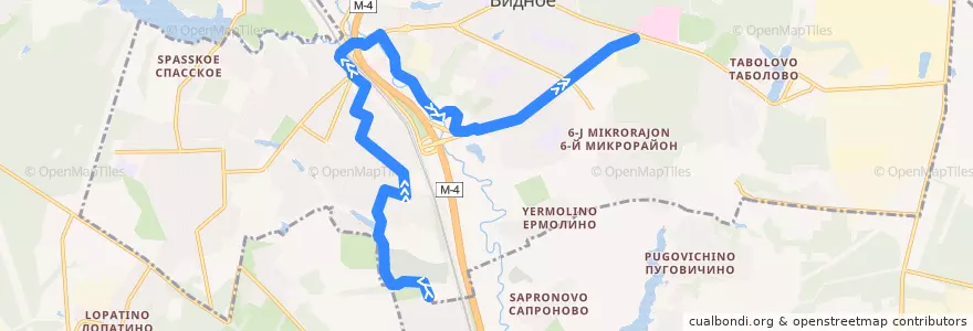 Mapa del recorrido Автобус 10: Петрушино - Поликлиника de la línea  en Ленинский район.