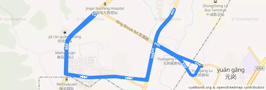 Mapa del recorrido 791路(中成路总站环线) de la línea  en Guangzhou City.