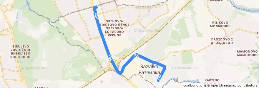 Mapa del recorrido Автобус 356: Развилка - метро Домодедовская de la línea  en Distrito federal Central.