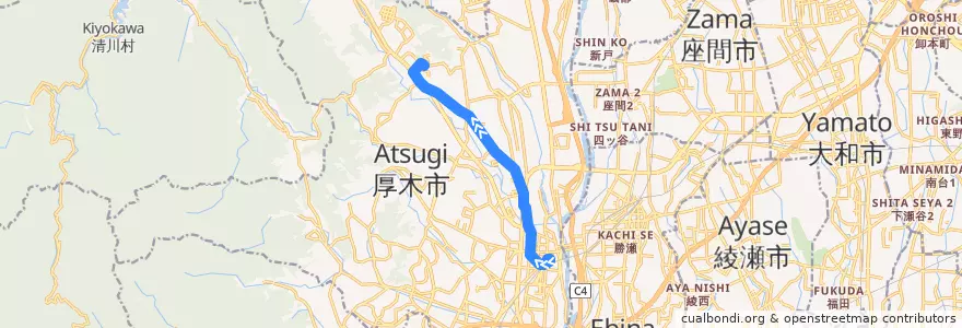 Mapa del recorrido 厚木06系統 de la línea  en 厚木市.