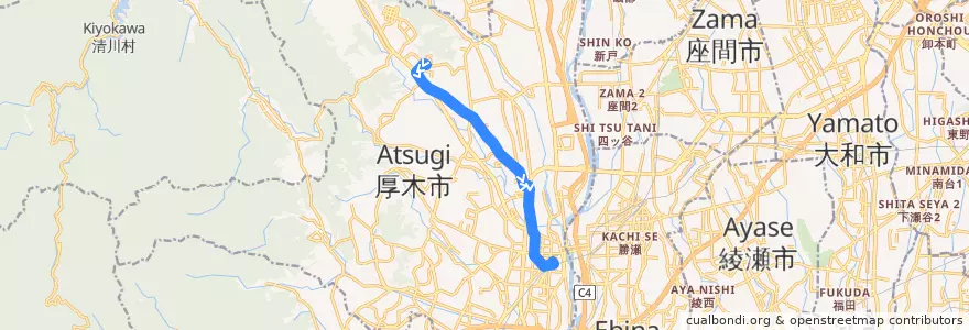 Mapa del recorrido 厚木06系統 de la línea  en 厚木市.