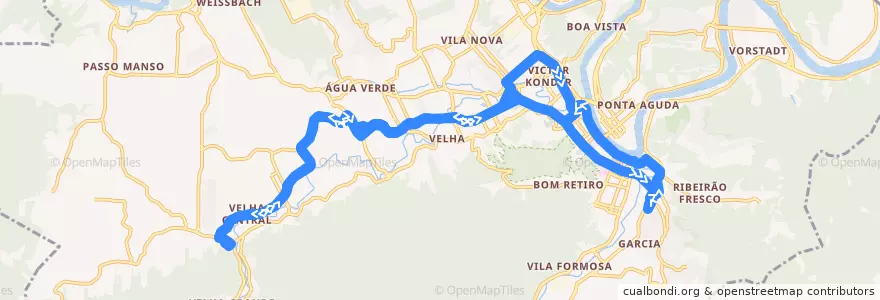 Mapa del recorrido Troncal - Via Humberto de Campos de la línea  en Blumenau.