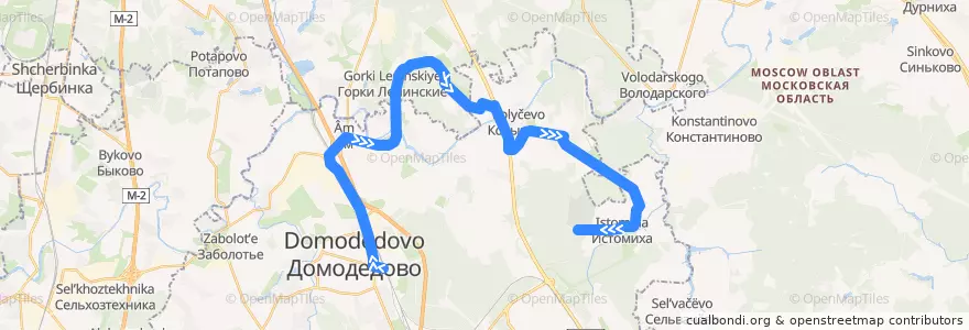 Mapa del recorrido Автобус 23: Домодедово - Домодедовское кладбище de la línea  en Московская область.