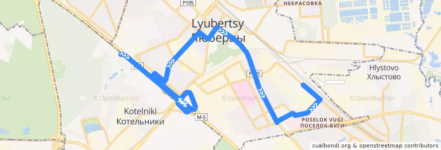 Mapa del recorrido Автобус 12: Метро "Котельники" - Панки de la línea  en городской округ Люберцы.