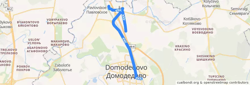 Mapa del recorrido Автобус 22: Станция Домодедово - Ленинская de la línea  en Domodedovsky District.