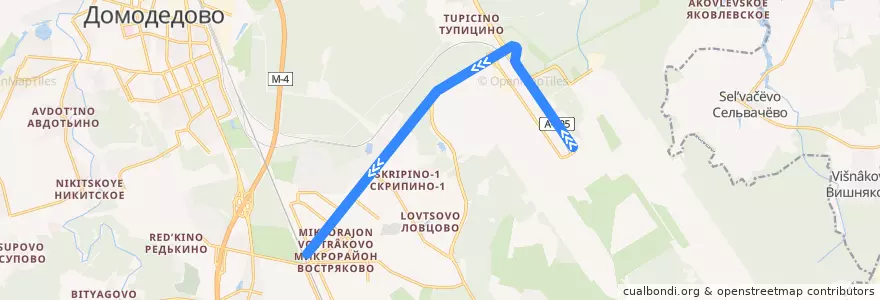 Mapa del recorrido Автобус 52: Аэропорт Домодедово — Платформа Взлётная de la línea  en городской округ Домодедово.