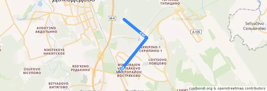 Mapa del recorrido Автобус 10: Платформа Взлётная - ВПИК МВД РФ de la línea  en городской округ Домодедово.