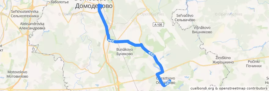 Mapa del recorrido Автобус 55: Красный Путь — Станция Домодедово de la línea  en городской округ Домодедово.