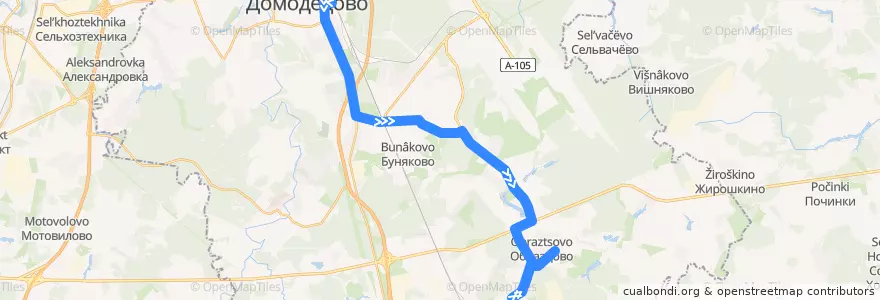 Mapa del recorrido Автобус 55: Станция Домодедово — Красный Путь de la línea  en городской округ Домодедово.