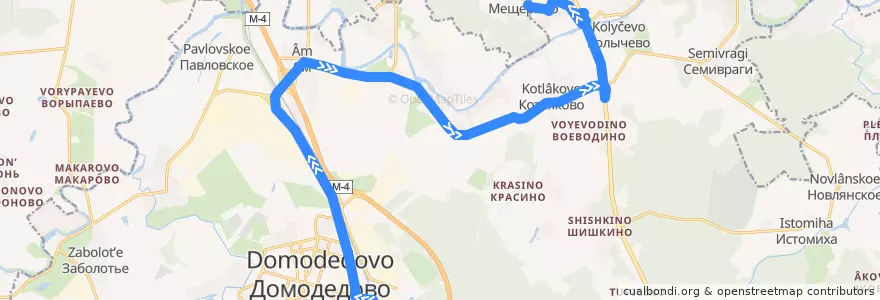 Mapa del recorrido Автобус 45к: Домодедово - Мещерино de la línea  en городской округ Домодедово.
