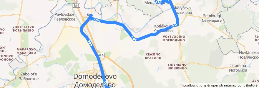 Mapa del recorrido Автобус 45к: Мещерино - Домодедово de la línea  en городской округ Домодедово.