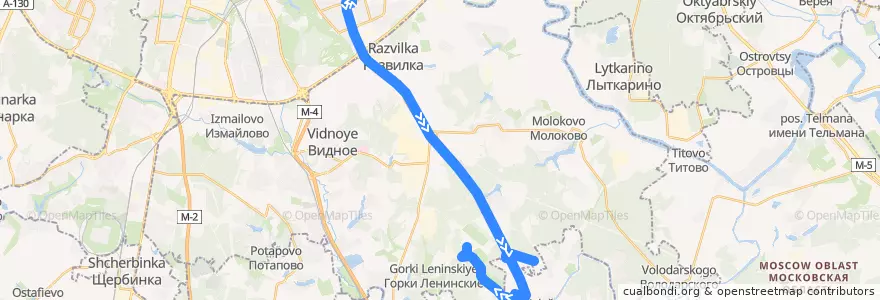Mapa del recorrido Автобус 871: Метро Домодедовская - Южная Долина de la línea  en Oblast de Moscou.
