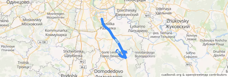 Mapa del recorrido Автобус 871: Южная долина - метро Домодедовская de la línea  en Московская область.