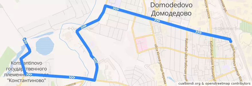 Mapa del recorrido Автобус №33к: ЖК Ивановские Пруды – Cтанция Домодедово de la línea  en городской округ Домодедово.