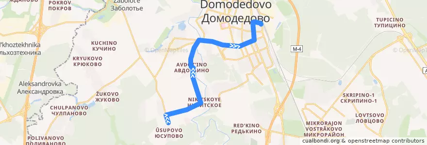 Mapa del recorrido Автобус 21: Юсупово - Станция Домодедово de la línea  en городской округ Домодедово.