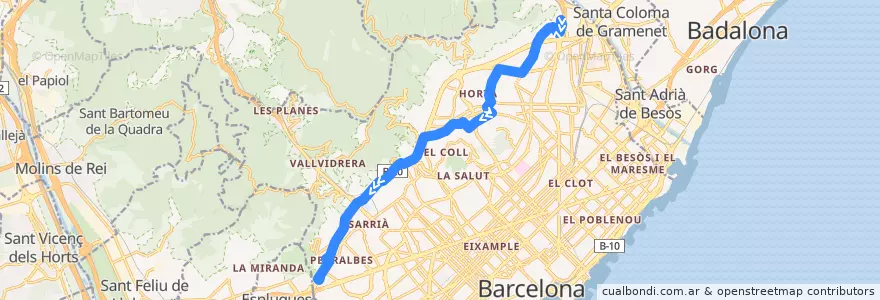 Mapa del recorrido H2 Trinitat Nova => Av. Esplugues de la línea  en Barcelona.