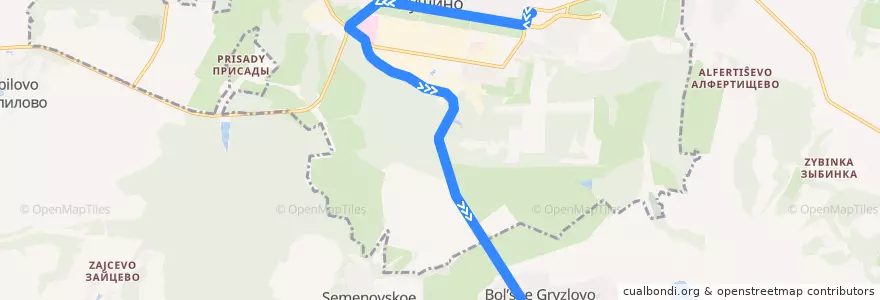 Mapa del recorrido Автобус 37: Пущино - Большое Грызлово de la línea  en городской округ Пущино.