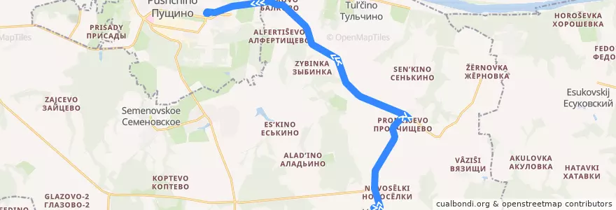 Mapa del recorrido Автобус 36: Волохово - Пущино de la línea  en городской округ Серпухов.