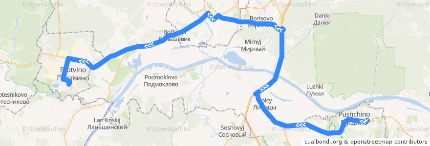 Mapa del recorrido Автобус 42 Автостанция "Пущино" - Протвино de la línea  en городской округ Серпухов.