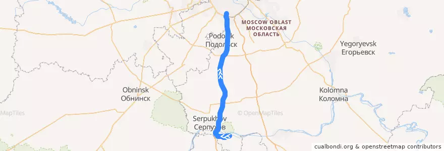 Mapa del recorrido Автобус 359: Пущино - Метро "Лесопарковая" de la línea  en Oblast Moskau.