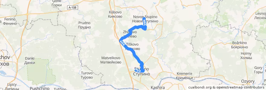 Mapa del recorrido Автобус 41: Ступино - Новое Ступино de la línea  en городской округ Ступино.