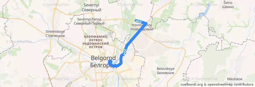 Mapa del recorrido Новосадовый - ж/д вокзал de la línea  en Белгородский район.