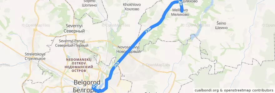 Mapa del recorrido ж/д вокзал - Мелихово de la línea  en Óblast de Bélgorod.