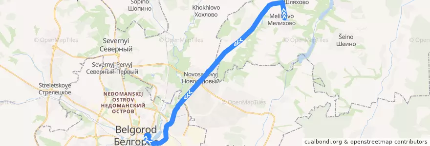 Mapa del recorrido Мелихово - ж/д вокзал de la línea  en Oblast Belgorod.