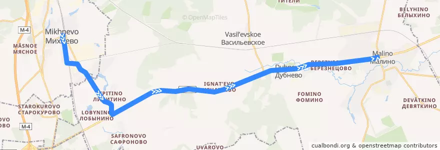 Mapa del recorrido Автобус 35: Михнево - Малино de la línea  en городской округ Ступино.